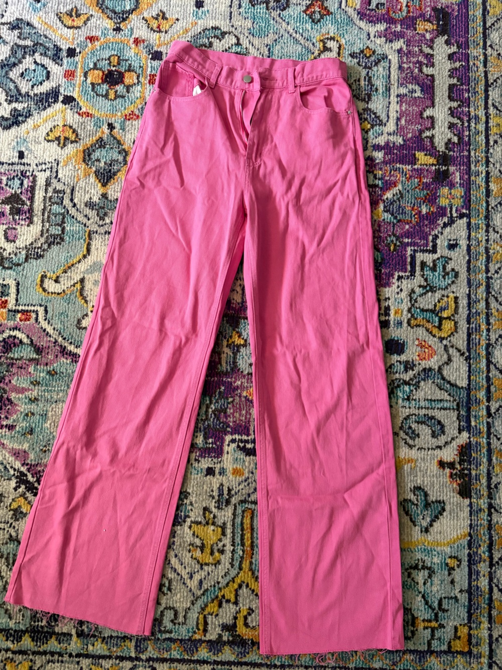 SHEIN Hot Pink High-Waist Stretch Pants